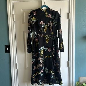 Black Floral Midi Dress